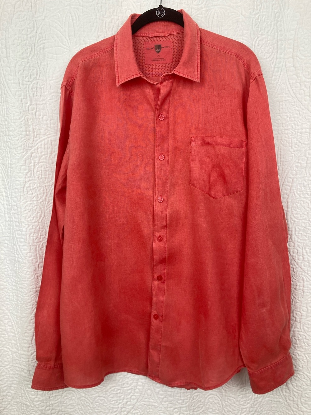 Black Brown 1826 Men’s 100% Linen Sun Washed Red Button Down Shirt sz Large